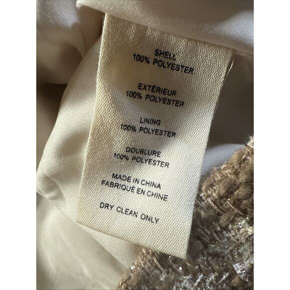 AUTH L'AGENCE Cove Cropped Tweed Jacket Coat Dark Cappuccino/Gold Multi US8 - Picture 5 of 7